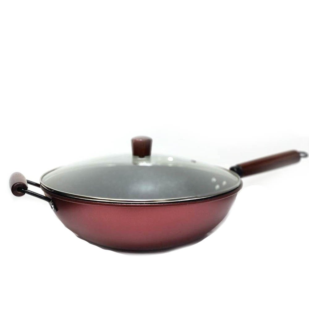 【Fengyu豐郁】HSUNLU 紅晶鑽麥飯石(不沾)雙柄鍋