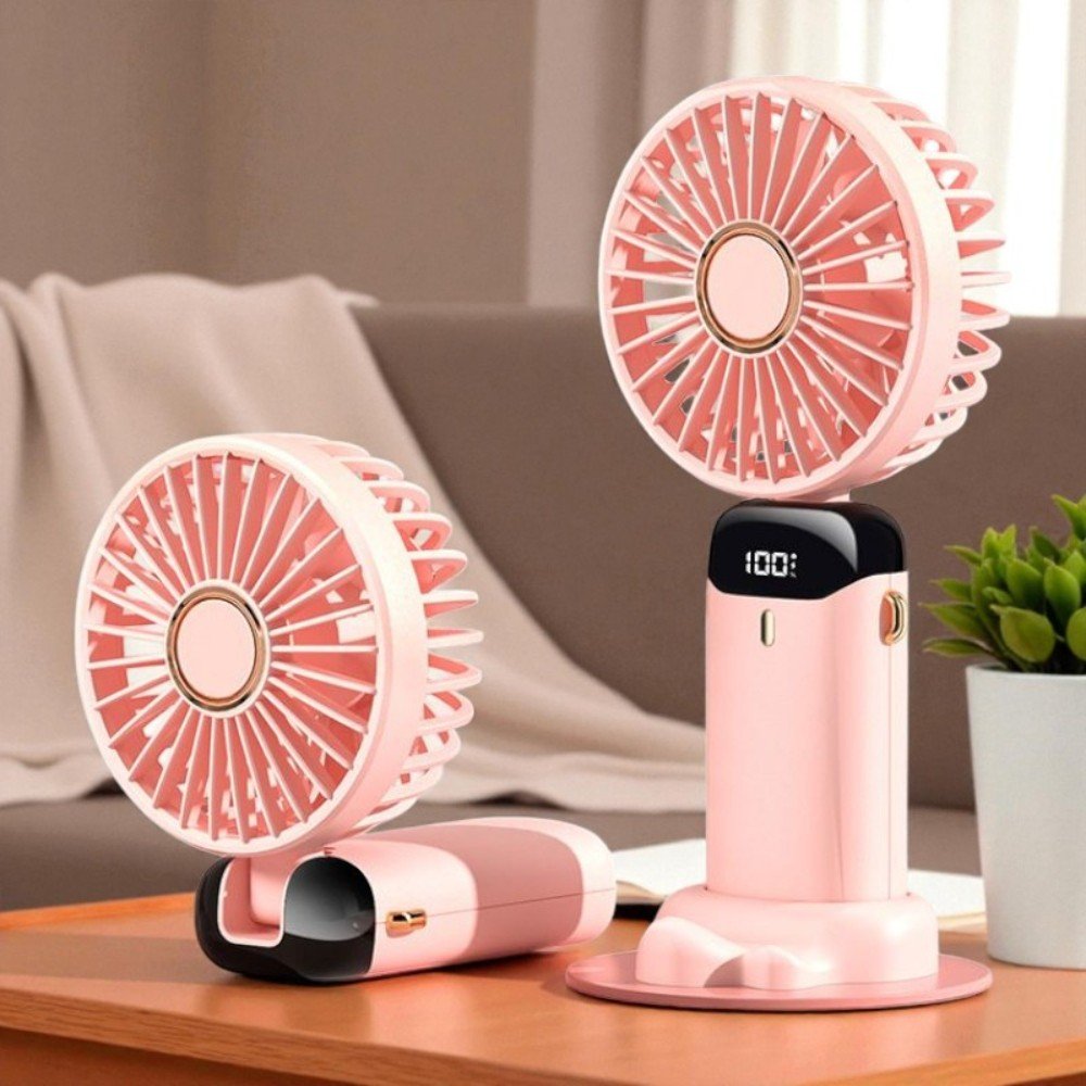 【Gan Xin柑心良品】便攜式摺疊手持小風扇(櫻花粉)