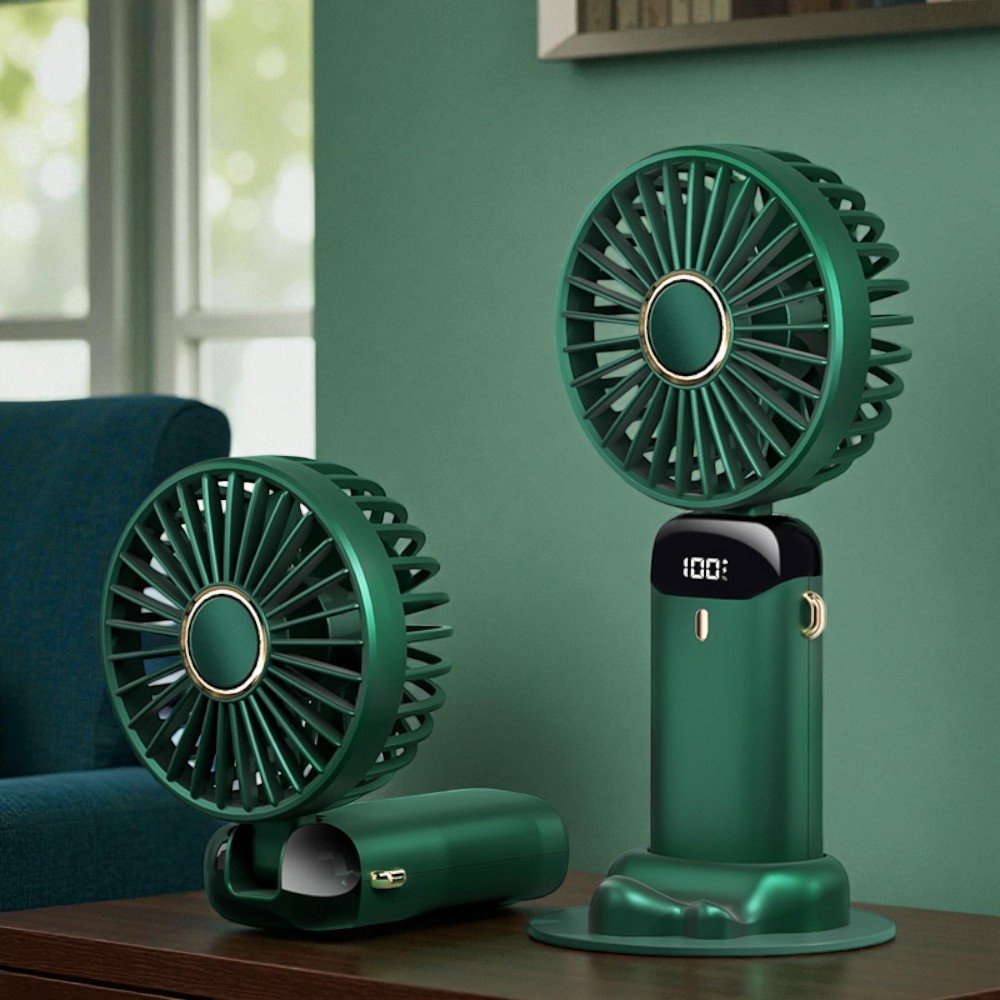 【Gan Xin柑心良品】便攜式摺疊手持小風扇(暗夜綠)