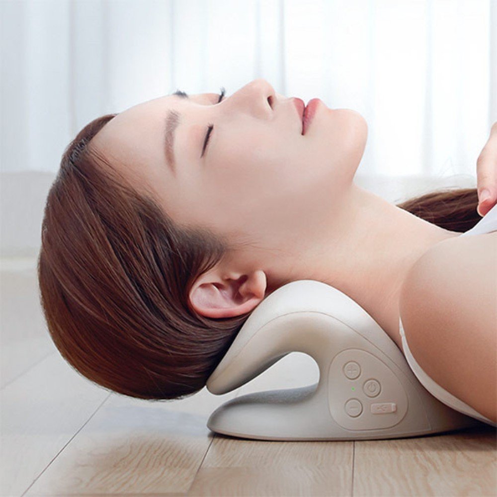 【3ZeBra三隻斑馬】頸椎熱敷牽引枕｜震動款(白色)