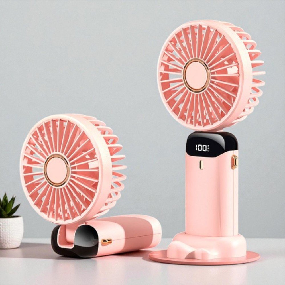【Gan Xin柑心良品】便攜式摺疊手持小風扇(櫻花粉)